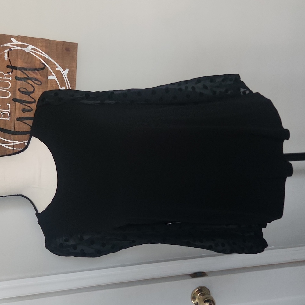 LOFT black top with sheer sleeves